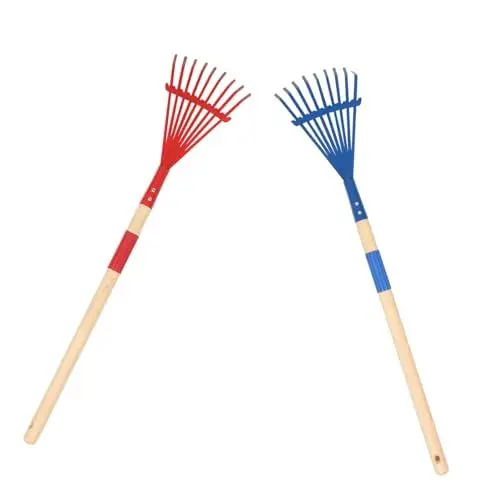 Produktbild: BESPORTBLE 2st Rasenrechen Mit Holzgriff Gartenrechen Für Rasen 69 cm Langer Rechen Vertikutierer Gartenblattwerkzeug Rasen Rechen Laubrechen Für Den Garten Rechen Für Blätter Eisen