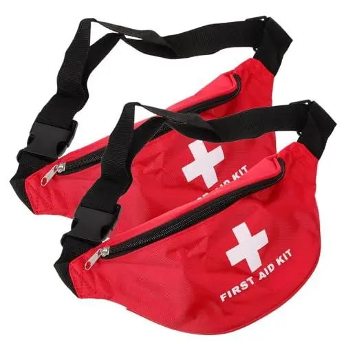 Produktbild: BESPORTBLE 2st Reise-hüfttasche Auto Notfall-gürteltasche Rettungsschwimmer-gürteltasche Medizinische Notfallkoffer Rot Nylontuch Ausrüstung Reisen Erste-Hilfe