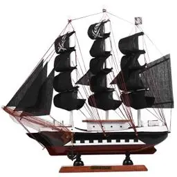 Produktbild: BESPORTBLE 33cm Holz Piratenschiff Segelboot Modell Segelschiff Maritime Deko Holzboot Holzschiff Mediterraner Stil Boot Schiff für Wohnzimmer Halloween Tischdeko Büro Schreibtisch Deko