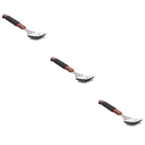 Produktbild: BESPORTBLE Reinigungsbürste 3St BBQ-Reinigungsbürste Backölpinsel reinigungswerkzeug Metall bürste Edelstahl Holzgriff- rutschfest Waschmittel spatel rot