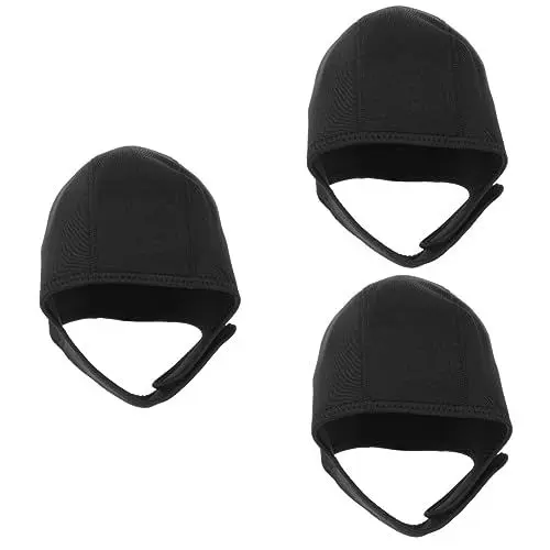 Produktbild: BESPORTBLE 3St Schwimmhaube Lätzchen Tauchhaube Segelhaube Schwimmen warm halten Erwachsene Badekappe Kopfbedeckung für Taucher Badekappen für Herren Schnorchelhaube Schwimmhut Neopren Black