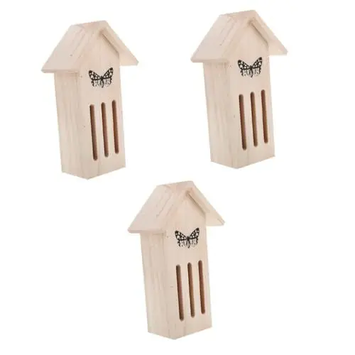 Produktbild: BESPORTBLE 3St Vogelhaus Vogelhäuschen Bienenhaus Holzhütte Sustainability insektenhäuser Vogelhäuschen für draußen Kleiderbügel Insektenhaus aus Holz Fehlerraum hölzern Vogelfütterer