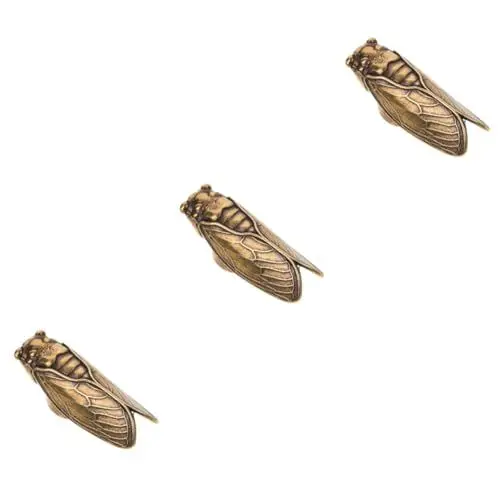 Produktbild: BESPORTBLE 3St Zikaden-Ornamente Zikade Sammlerstück Fengshui-Reichtumsskulptur Betende Zikade-Skulptur Glückszikade-Figur bürodekoration Zikadenfigur aus Messing Zikade-Ornament Messingdekor