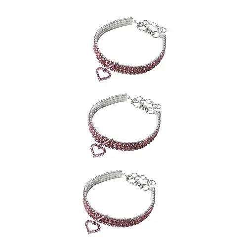 Produktbild: BESPORTBLE 3 STK Halsband mit Kreis für Haustier hundehalsband gürtel Hundehalsband mit Anhänger liebstöckel Hunde Haustierhalsband aus Kristall Mode-Haustier-Halskette Rosa