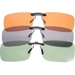 Produktbild: 3 Stück Polarisierte Sonnenbrillen Clip-on Aufsatz – Leichte Und Tragbare Brillenclips FüR Myopie, Uv400 Schutz, Geeignet FüR Autofahren Und Outdoor-AktivitäTen (Grau, DunkelgrüN, Kaffee)