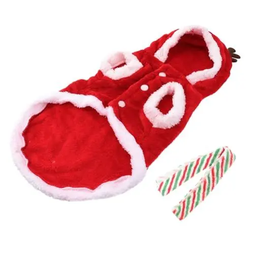 Produktbild: BESPORTBLE 3 Sätze Haustier Hund Weihnachten Elch Kleidung Set Kleine Hundekleidung Hund Tierkostü Winterkleidung Kleine Hundepullover Hund Weihnachtselch Hoodies Hund Winter Flanell Rot