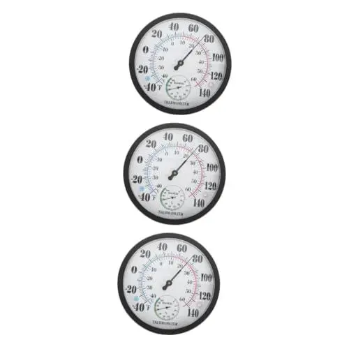 Produktbild: BESPORTBLE 3 Stk Wandtemperatur-hygrometer Wandhygrometer Raumthermometer Temperaturanzeige Außenthermometer Wandfeuchtigkeitsmesser Gartenthermometer Multifunktion Abs Schwarze Schale