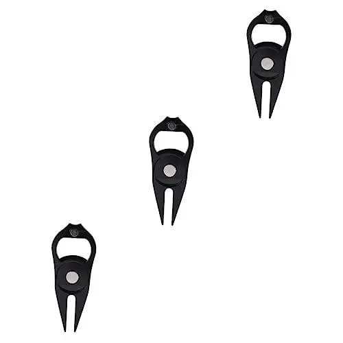Produktbild: BESPORTBLE 3 Stück Golfgabel Golf-Trainingsausrüstung Pitchgabel-Reparaturwerkzeug Personalisiertes Pitchgabel-Werkzeug Korkenzieher Für Weinflaschen Schwarze Golfbälle