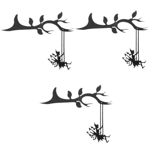 Produktbild: BESPORTBLE 3st Blumenfee Anhänger Pfahl Der Feenstatue Fee Silhouette Kunst Gartenfee Auf Zweigdekor Feenhafte Gartenpfähle Babyschaukeln Für Draußen Türdekoration Eisen Metall Die Schaukel