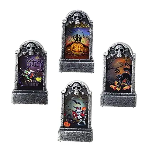Produktbild: BESPORTBLE 3st Halloween-grabsteinlichter Halloween-grabsteinlampe Rasendekorationen Außendekorationen Halloween-dekorationsfreigabe Grabstein-Schild Led-nachtlichtbirnen Plastik