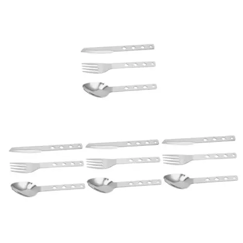 Produktbild: BESPORTBLE 4 Sätze Campingbesteck Brillenband faltbares Picknickgeschirr Campinggeschirr Gabeln aus Edelstahl Löffel aus Edelstahl draussen Messer und Utensilien reisen Rostfreier Stahl