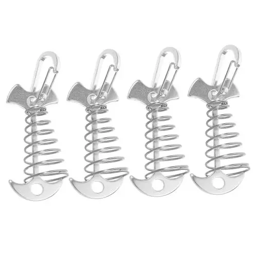 Produktbild: BESPORTBLE 4 Stück Campingzelt im Freien Zeltbefestigung Zelthering-Clips Zeltzubehör Campingplatz Zeltzubehör für Festivals Schnallenspanner Schnallen für Campingzelte Aluminium Silver