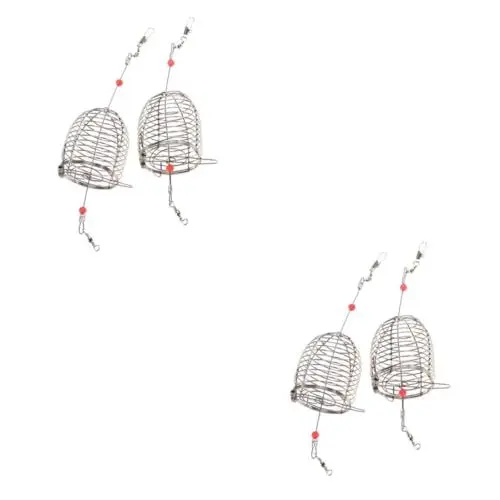 Produktbild: BESPORTBLE 4 Stück Fangkörbchen Angelkorb Fischköderkäfig Angelhaken Angelvorrichtungen ausstecher Rentier krebsfalle anglerzubehör rostschutz klemmbausteine Angelkäfig Angelfalle Käfig rot