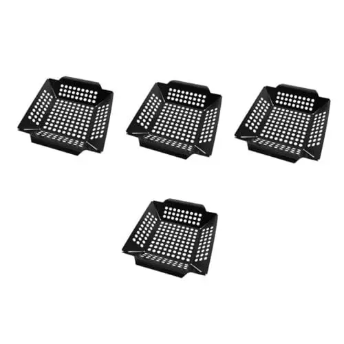 Produktbild: BESPORTBLE 4 Stück Grillwerkzeug Grillkorb grillschale Grillblech für Outdoor kochplatte grillplatte grillzubehör Grill Zubehör Camping-Grillutensilien Eisenspray-Antihaftfarbe Black