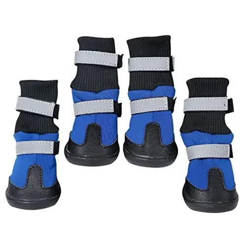 Produktbild: BESPORTBLE 4 Stück Haustier Schneeschuhe – rutschfeste Hundeschuhe Warme Haustierschuhe Stiefel Für Hunde Warme Winterschuhe Haustier Schneeschuhe Reflektierende Hundeschuhe Lange