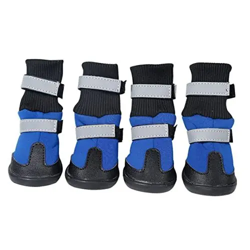 Produktbild: BESPORTBLE 4 Stück Schneestiefel Für Haustiere Schnee Turnschuhe Sommerschuhe Für Hunde Schneeschuhe Für Kleine Hunde Lange Röhrenschuhe Für Haustiere Hundeschuhe Für Kleine Hunde Plane Blue