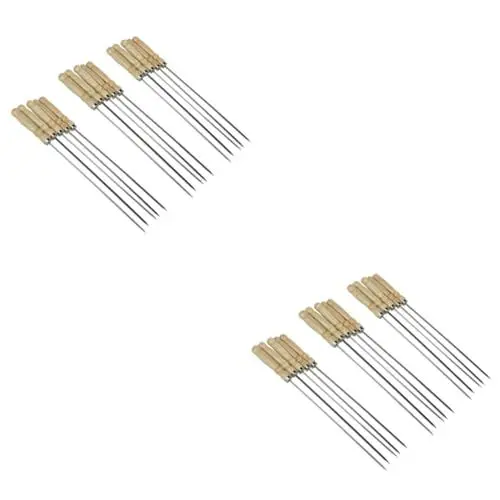 Produktbild: BESPORTBLE Grill 50 Stück Grillschild Grillspieße Holz Grillzubehör -Sticks schaschlikspieße Fleischspieße -Spieße Rostfreier Stahl Grillstock Grillgabel hölzern Grillspieß