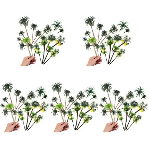 Produktbild: BESPORTBLE 5 Sätze Kunststoff Kuchen Topper Künstliche Pflanzen Home Decor Künstliche Pflanzen Baum Künstliche Palmen Palmier Mini Bäume Outdoor Aufblasbare Gefälschte 19 Stück * 5