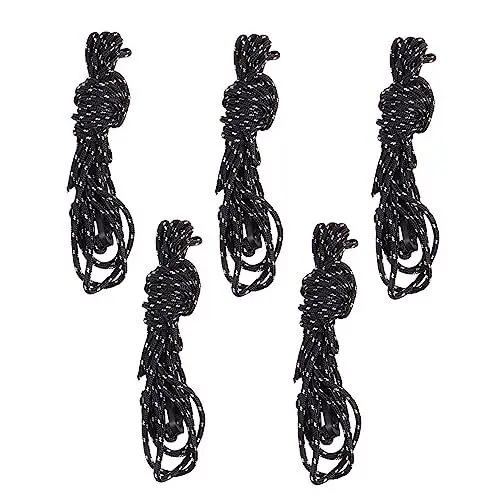 Produktbild: BESPORTBLE 5st Windseil Bissanzeiger Zum Karpfenangeln Winddichtes Seil Camping-wäscheleine Zeltseil Griffe Hochziehen Outdoor-campingseil Kompass Armband Spannseil Polyester Black