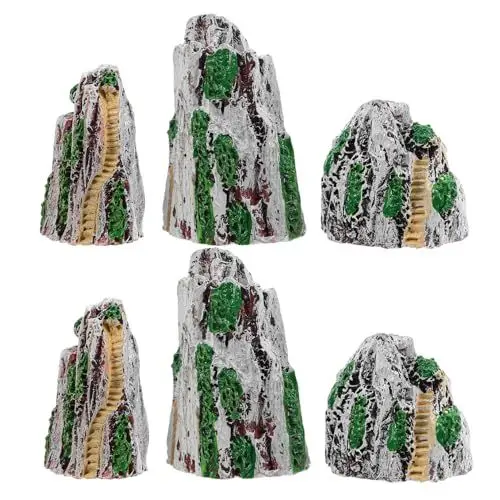 Produktbild: BESPORTBLE 6 Stück Mikro Landschaftsornamente Pflanzenzubehör Miniatur Landschaftsdekoration Harz Steingarten Ornamente Miniatur Steingarten Süßwasser Aquarium Höhle Miniatur Zen