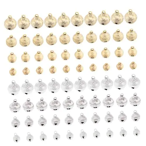 Produktbild: BESPORTBLE 80st Haustier-mini-Glocke Kompakte Glocke Mini-Glocken Mini-Glocke-anhänger Töpfchen Trainingsglocke Goldene Glocke Hund Türklingel Mattierte Glocke Weihnachtsglocken Silver