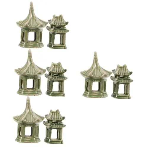Produktbild: BESPORTBLE 4 Sets Realistische Pavillon-Statue Für Aquarium Mini-pavillon-Figur Für Schreibtisch Gartendekoration Im Freien 2 Stück X 4