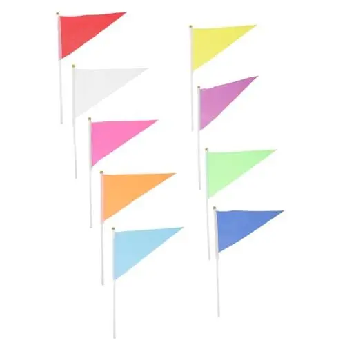 Produktbild: BESPORTBLE 9St Kindergarten dreieckige rote Flagge Kinderspiel Requisiten Handflagge (9 Farben gemischt) kleine Handfahnen farbige Handfahnen Flaggen dekorative bunte Fahnen kleine Fahnen