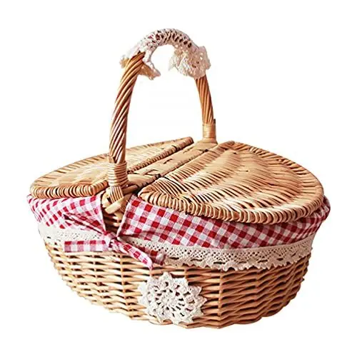 Produktbild: BESPORTBLE Baby Spielzeug Flechtkorb Mit Tuch Wicker Picknick Wicker Ostern Lagerung Weide Land Picknick Bad Spielzeug Kinder Spielzeug Lagerung mit Liner Griff Geschenkkorb Leer Hochzeitsdeko