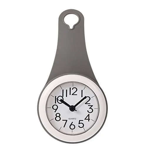 Produktbild: Baduhr Zum Hängen Badezimmeruhr Zum Aufhängen Bad Wanduhr Wasserdicht Rollbare Leise Quarz Anhänger Uhr Stumm Wanduhr zum Aufhängen Robe Handtuch Schlüssel Grau