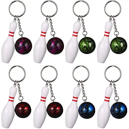 Produktbild: BESPORTBLE Bowling Pin Schlüsselanhänger: 8 Stück Schlüsselanhänger 4 Zoll Bowling Schlüsselanhänger Schlüsselanhänger Bowling Party Favors für Party Favors Geschenke (Rot Grün Lila