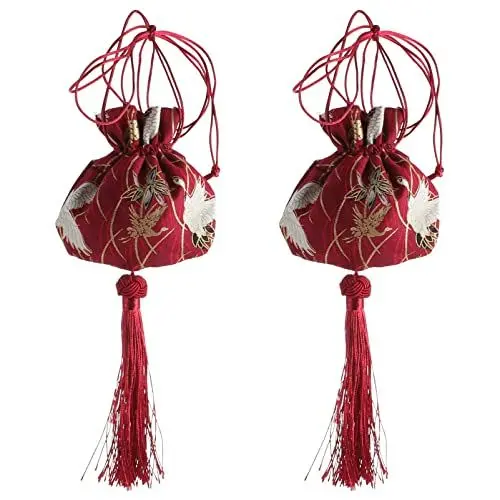 Produktbild: BESPORTBLE Duftsäckchen Baumwoll Umh?ngetasche Handtasche mit Quaste Aroma Geldb?RSE Kordelzug 2pcs chinesischer Schultertasche für ? Studenten Hanfu Supplies Chinesische