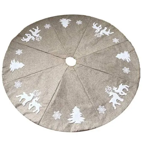 Produktbild: BESPORTBLE Filz Baumdecke 122cm Leinen Weihnachtsbaumdecke Rentier Baumrock Weihnachtsbaum Unterlage Rock Christbaum Decken Tannenbaum Teppich für Weihnachtsschmuck Deko