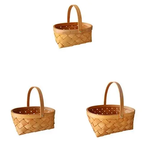 Produktbild: BESPORTBLE Gartenkorb Zum Sammeln Von Gemüse Geflochtenes Osterkörbchen Mini-picknickkorb Zum Weben Geflochtener Felgenkorb Brot Einkaufskorb Geflochten Kind Einfach Hölzern Kleine Tasche