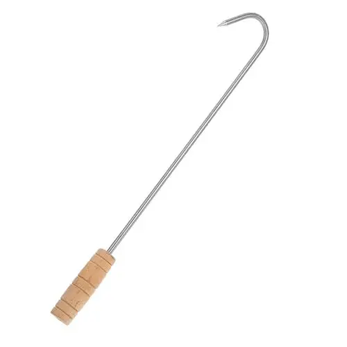 Produktbild: BESPORTBLE Bbq-fleischwender Metall-fleischhaken Holzgriff Zum Grillen Im Freien