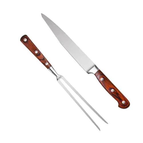 Produktbild: BESPORTBLE Grillmesser und grillspachtel Grill Messer Barbeque Set Grillbesteck aus Edelstahl Grillwerkzeuge Küche Grillgabel Grillzubehör Rostfreier Stahl einstellen Grill-Set hölzern