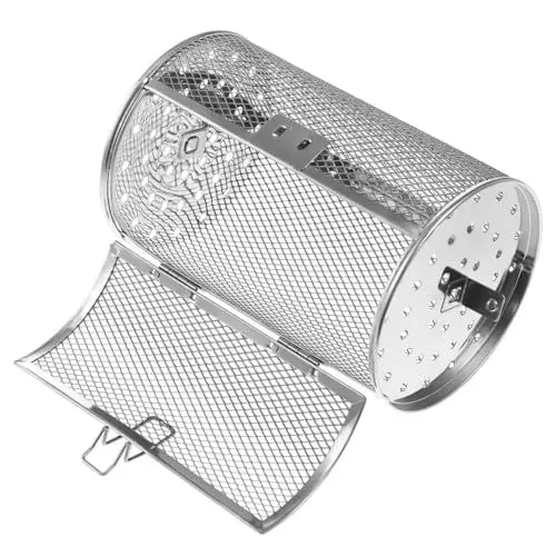 Produktbild: BESPORTBLE Grillrost aus Edelstahl braten backen rotierend Pommes-Grillkorb Bratenkörbe für den Ofen Nuss edelstahlrost edelstahlgrill Grilltrommelkorb Trommelofenkorb Rostfreier Stahl Silver