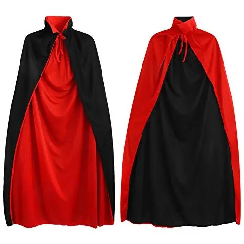 Produktbild: BESPORTBLE Halloween Umhang Schwarz und Rot Reversible Maskerade Party Cape Cosplay Umhang für Halloween Maskerade Erwachsene 140 cm