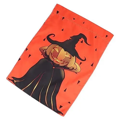 Produktbild: BESPORTBLE Halloween-banner Regal Aus Draht Halloween-gartendekorationen Willkommene Halloween-gartenflagge Bauernhaus Sackleinen Flagge Hoffahne Ferienhaus Flagge Schmücken Stoff Kürbis
