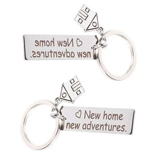 Produktbild: BESPORTBLE Haus Schlüsselanhänger Einweihungsgeschenke Edelstahl New Home New Adventures Anhänger Neues Zuhause Hausbesitzer Partner Schlüsselbund 2Stücke