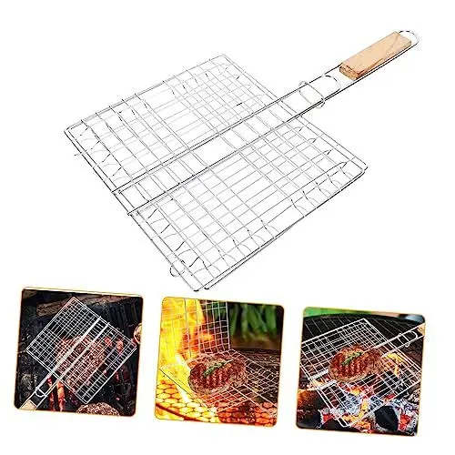 Produktbild: BESPORTBLE Küchenwaren 1 STK Getes Fischnetz Aus Edelstahl Fischhalter Gemüsekorb Holzkohlekörbe Fischkorb Zubehör Für geräte Aus Edelstahl Rostfreier Stahl Sandwich Quadrat
