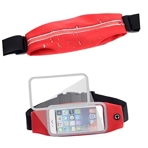 Produktbild: BESPORTBLE Lauf-gürteltasche Mit Touchscreen-Fenster Rot Kompakte Hüfttasche Für Damen Und Herren Wasserabweisend Und Reflektierend