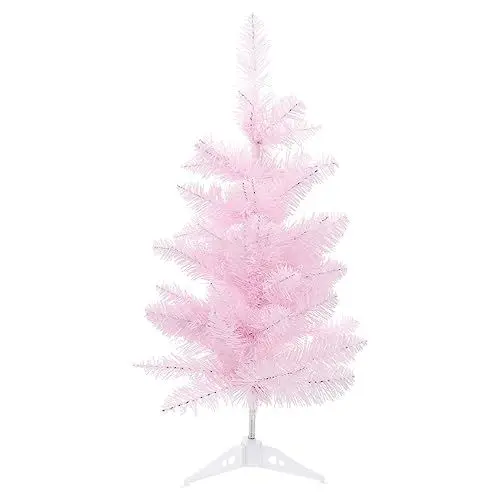 Produktbild: BESPORTBLE Mini Weihnachtsbaum Tannenbaum Rosa Künstlicher Christbaum Klein Miniatur Tanne Tischdeko für DIY Basteln Schaufenster Xmas Party Weihnachtsdeko 60 cm
