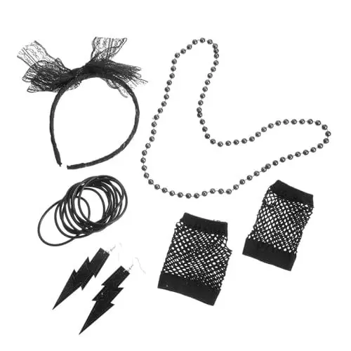 Produktbild: BESPORTBLE Neon Party Kostüm Für Mottoparty Mit Spitzenhaarband Und Handschuhen Für Mädchen Inklusive Kleidung Für Verschiedene Anlässe