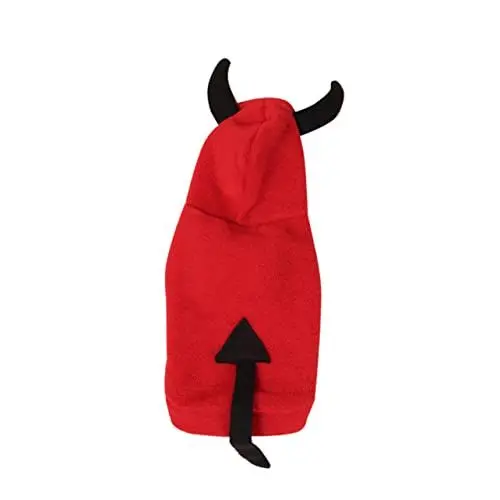 Produktbild: BESPORTBLE Pet Dog Festival Devil Verwandlungskostü Kostüme Für ädchen Kleidung Für Haustiere Welpe Hunde-Cosplay-kostü Halloweenkostü Hund Teufel Kostü Hunde-Hoodie Plüsch Rot