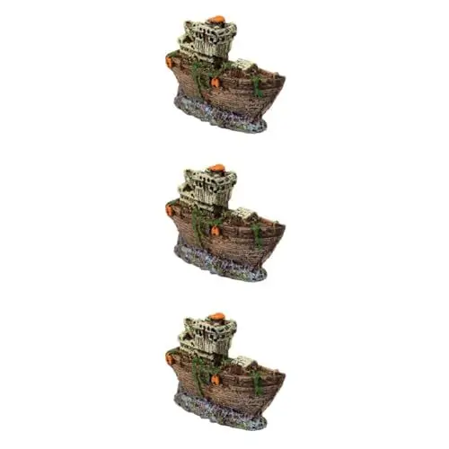 Produktbild: BESPORTBLE Piratenboot Dekoration 3 STK Piratenschmuck Piratenschiff-Ornament Harzornament Piratenboot Schiffswrack Zubehör Versteck Dekoration Schlafzimmer