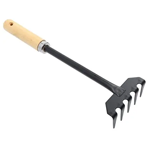 Produktbild: BESPORTBLE Rechen Mit Fünf Zähnen Mini-rasenrechen Kleine Gartenrechen Rechen Für Blätter Kleiner Rechen Gartenfräse Laubrechen Aus Metall Kinderwerkzeug Grubber Schwer Eisen