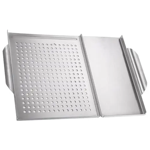 Produktbild: BESPORTBLE Quadratische Grillplatte Aus Edelstahl 2-in-1-grillpfanne Für Bbq Antihaftbeschichtete Grillplatte Gleichmäßige Erwärmung Sicheres Material