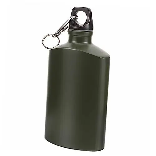 Produktbild: BESPORTBLE Reiseflasche Praktische Wasserflasche Kantine Im Freien Trinkflasche Schwarze Wasserflasche Dünne Wasserflasche Flache Wasserflaschen Tragbar Reisen Legierung Outdoor-produkt