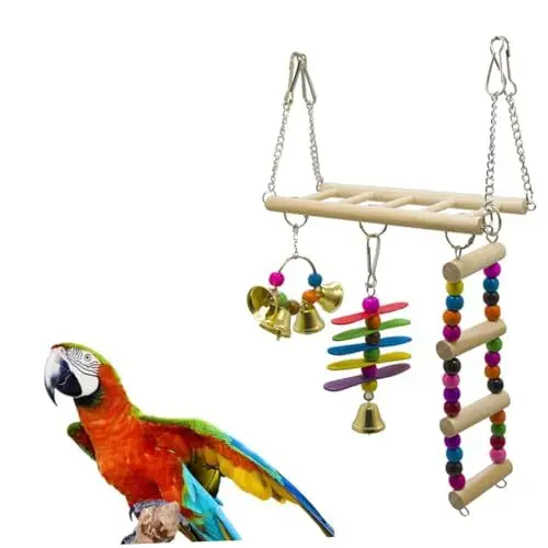 Produktbild: BESPORTBLE Satz Vogelspielzeug Afrikanisches Spielzeug Grünes Spielzeug Xuan Feng Leiter Hölzern Beißspielzeug Sittichspielzeug Haustier Kleiner Papagei Spielzeuge Hamster Hängebrücke Bambus