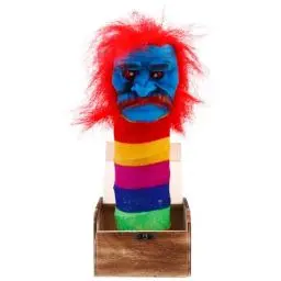 Produktbild: BESPORTBLE Jack In The Box Clown: Scare Box Clown Pranks Box Chic Horror Sound Licht Hölzern Hexenüberraschung Box Clown Streich Schreckensbox Kniffliger Witz mit Roten Haaren